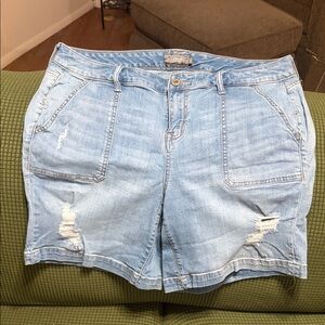 torrid Light Blue Distressed Denim Shorts